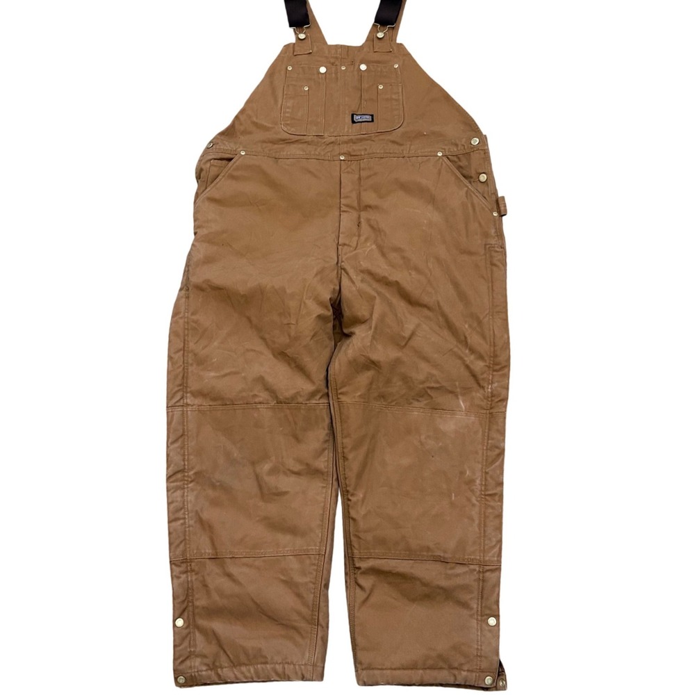 Big Smith Insulated‎ Bib Overalls Mens XL Regular Brown Duck Canvas Double Knee